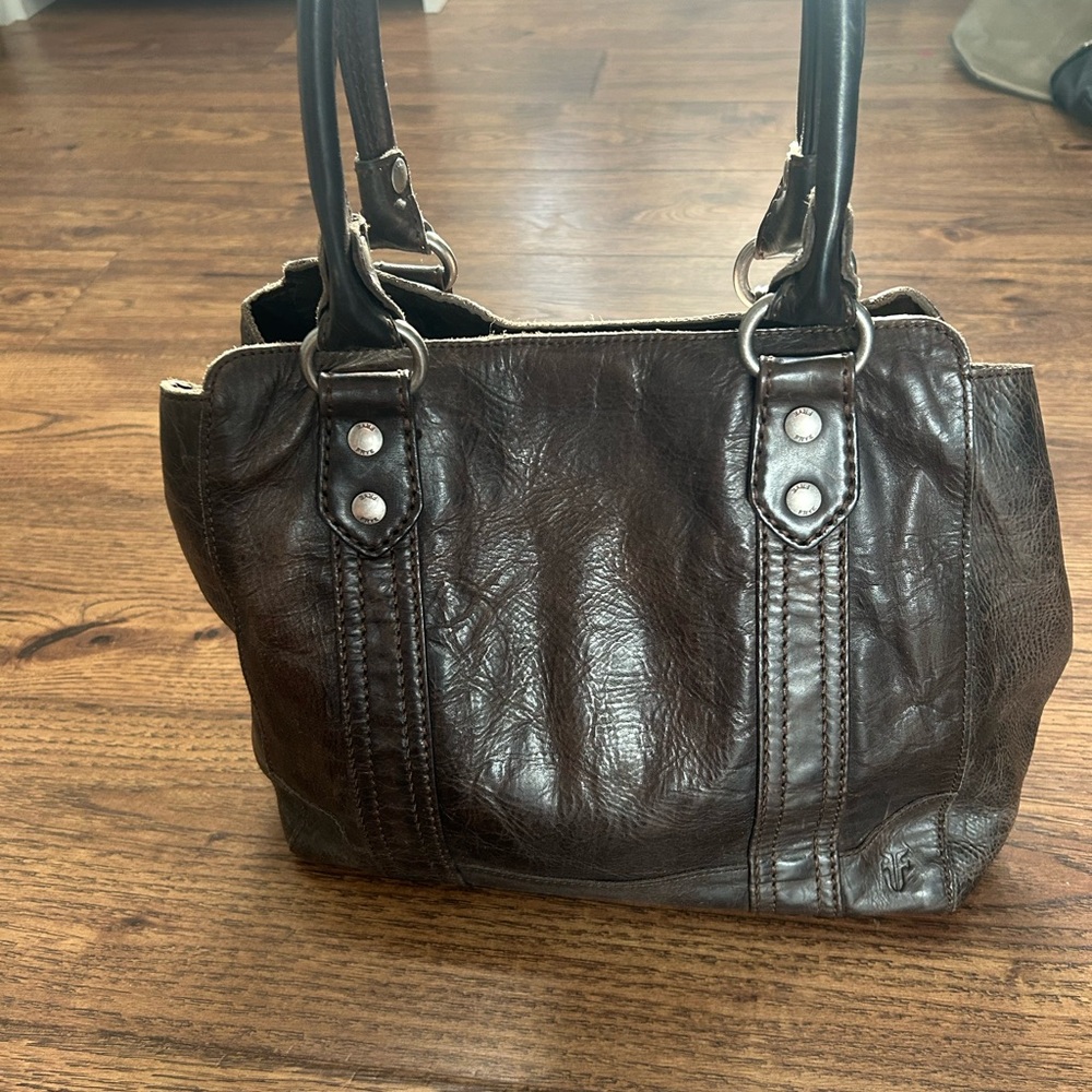 Frye Dark Brown Leather Logo Patch - image 2